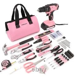 171Pcs Home Tool Kit with Drill, Pink Drill Set for Pink Drill & Tool Set