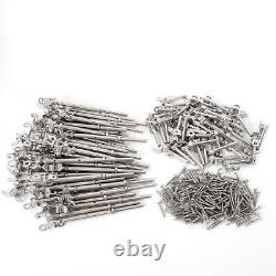 50 pcs Stainless Steel Tensioner Hardware Kit for 3/16 Cable Wire Railing USA