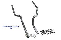 All-Stainless Dual Exhaust Kit Chevy GMC 1500 15-18 No muffler Rear Exit