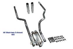 All Stainless Steel Dual Exhaust Kit Chevy GMC 2.5 Jones Full Boar Rolled