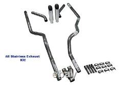 All Stainless Steel Dual Exhaust Kit Dodge 2.5 Y Pipe Corner S