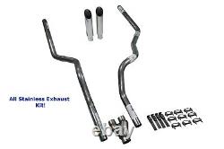 All Stainless Steel Dual Exhaust Kit Ford 2.5 Y Pipe Slash Tip