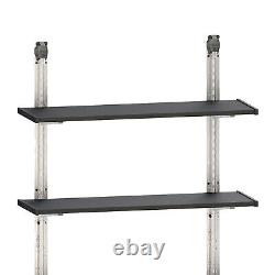 Keter 40 Inch All Weather Steel Utility Storage Shed Shelf Kit, 2 Pack, Black
