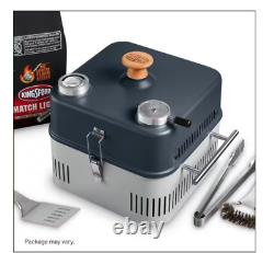 New Portable Gray All-In-One Charcoal Grilling Kit Free Shipping