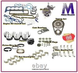 SBC 350 Chevy Engine Kit All Brand Names! Rings Bearings Pistons Timing Oil Pump