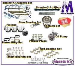 SBC 350 Chevy Engine MASER Kit All Brand Names! Bearings Pistons Timing Oil Pump