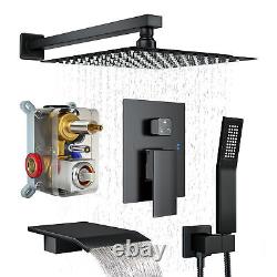 Shower Rain Shower Faucet System Kit All Stainless Steel Faucet Rain &Waterfall