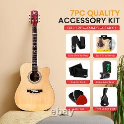 Steel String Acoustic Guitar Kit, 4/4 Full Size Cutaway All-Wood Guitarra Acusti