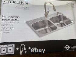 Sterling Southhaven All-in-One Sink Kit, Sink, Faucet, + Strainers, Silver (NEW)
