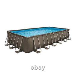 Summer Waves 24ft x 12ft x 52in Rectangle Above Ground Frame Pool Set (New)